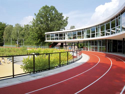 Running track on a school roof